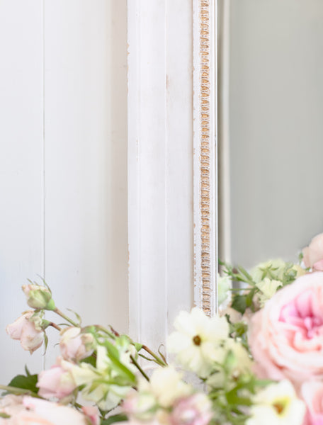 Yasmin Mirror in Rosette White with Distressed Gold Finish