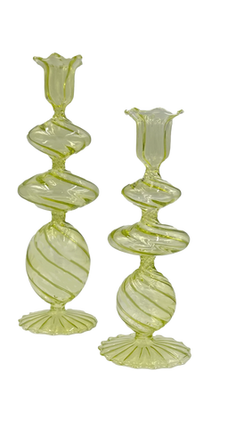 Swirl Glass Candlesticks