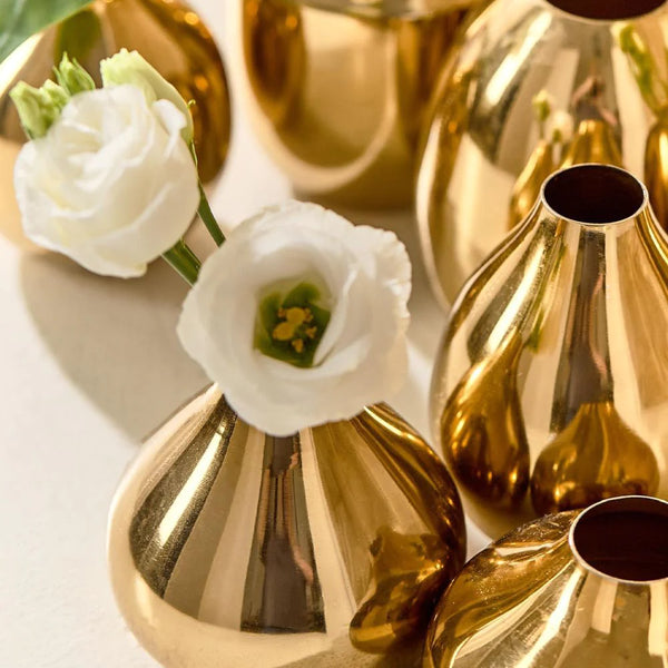 Gold Plated Nickel Vases Set of 7