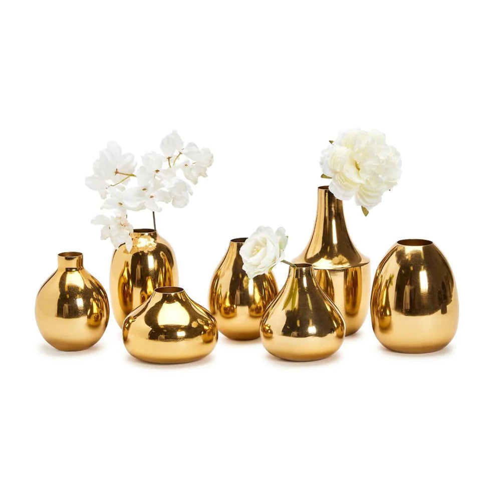 Gold Plated Nickel Vases Set of 7