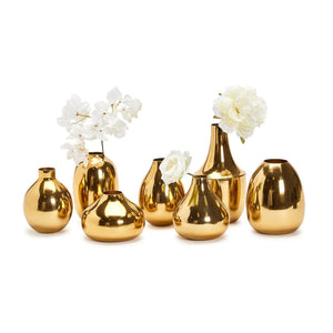 Gold Plated Nickel Vases Set of 7