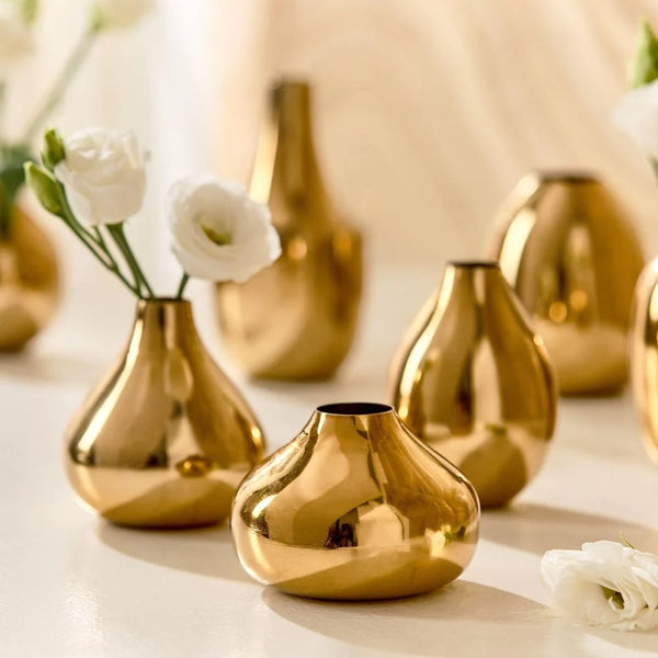 Gold Plated Nickel Vases Set of 7