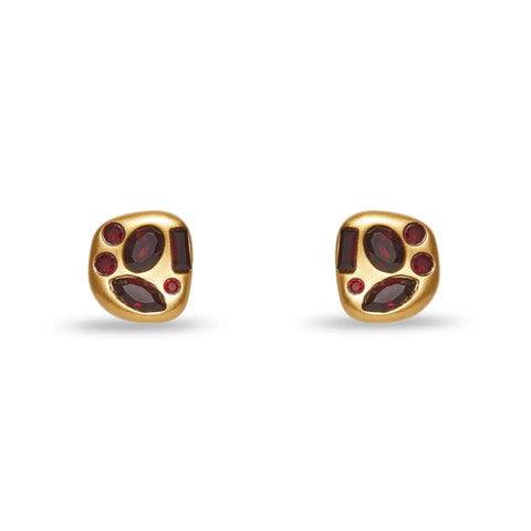 Garnet Molten Button Earrings