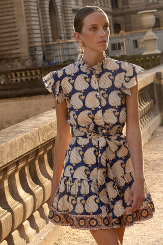 Ruffle Collar Button Mini Dress