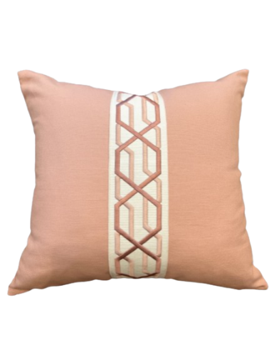 Blush Pillow With Tape Trim