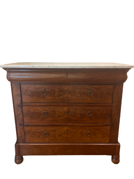 Antique Louis Philippe Chest With White Marble Top
