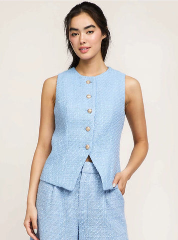 Gold Button Tweed Vest