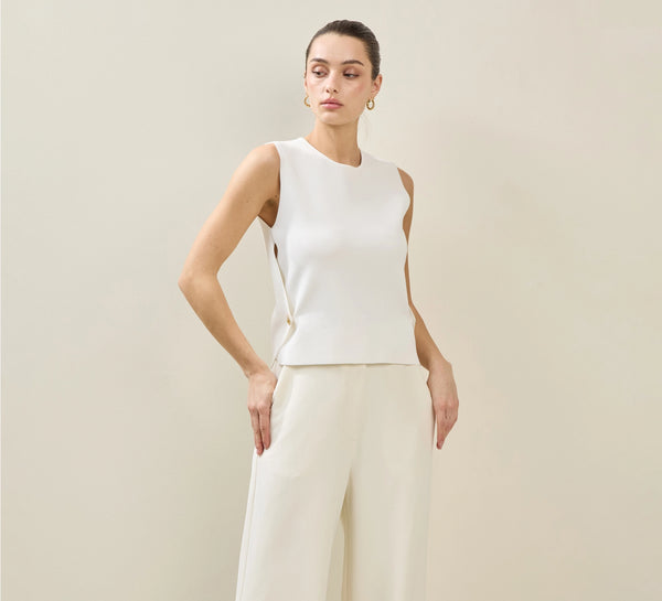 Button-Detail Sleeveless Knit Top