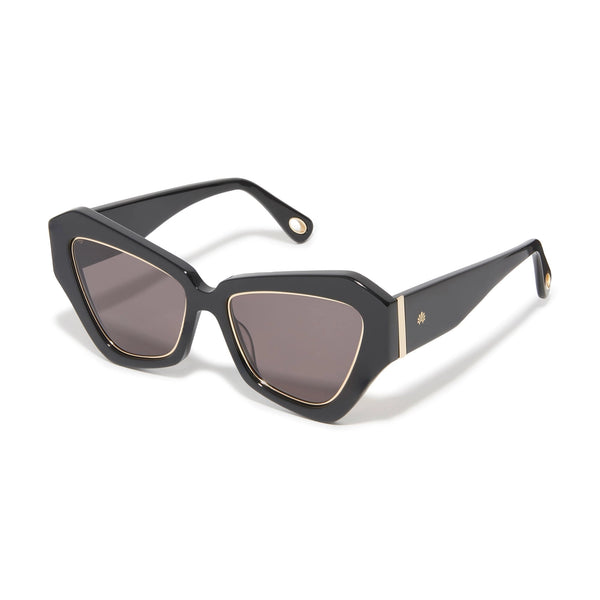 Jet Gold Lara Wide Cat-Eye Sunglasses