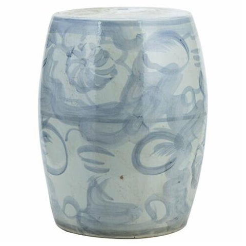 Blue and White Porcelain Twisted Flower Outdoor Garden Stool