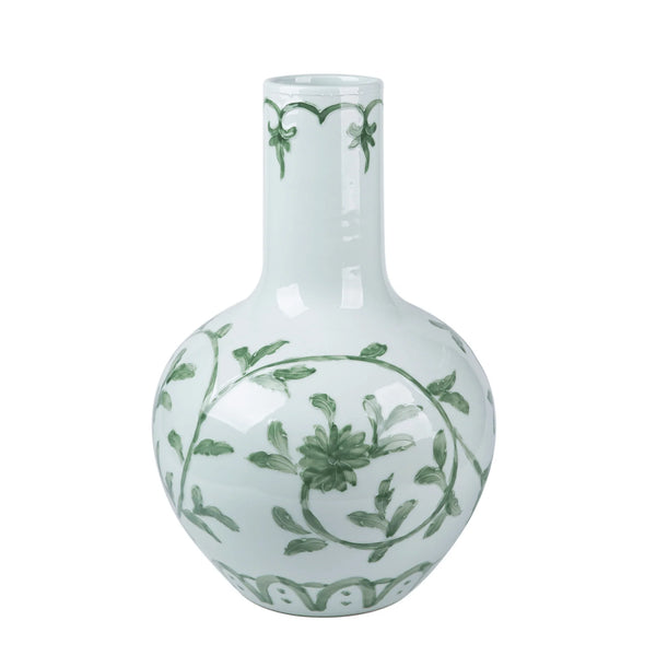 Celadon Green Vine Globular Vase