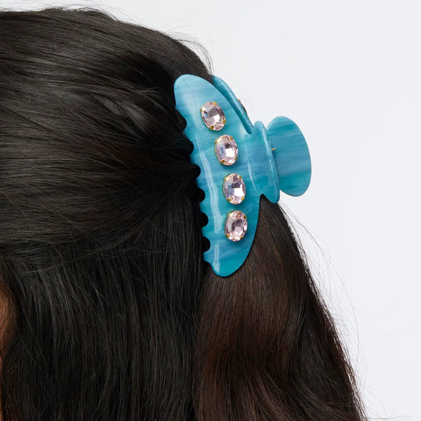 Azure Large Crystal Claw Clip