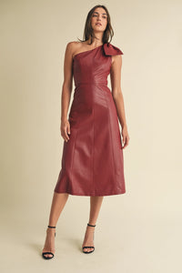 Nora Faux Leather Midi Dress