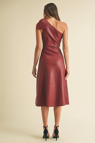 Nora Faux Leather Midi Dress