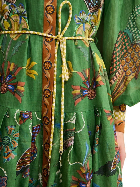 Lantern Long-Sleeved Printed Dress