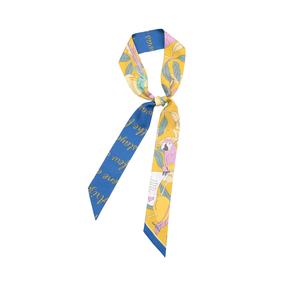 "El Amor" Silk Twilly Neck Bow - Yellow & Blue