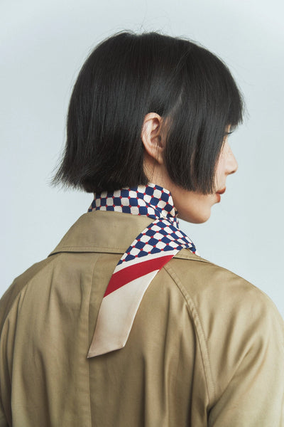 Silk Twill Skinny Scarf - Blue