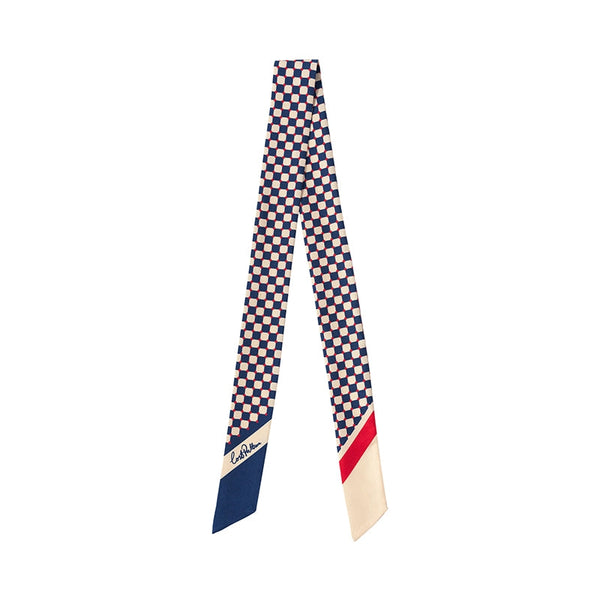 Silk Twill Skinny Scarf - Blue