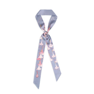"Dadura" Silk Skinny Scarf - Slate Blue