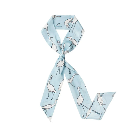 Silk Neck Bow Scarf - Light Blue