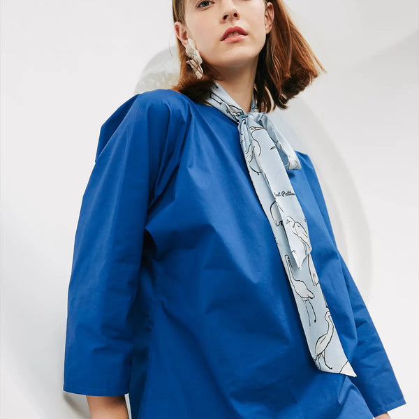 Silk Neck Bow Scarf - Light Blue