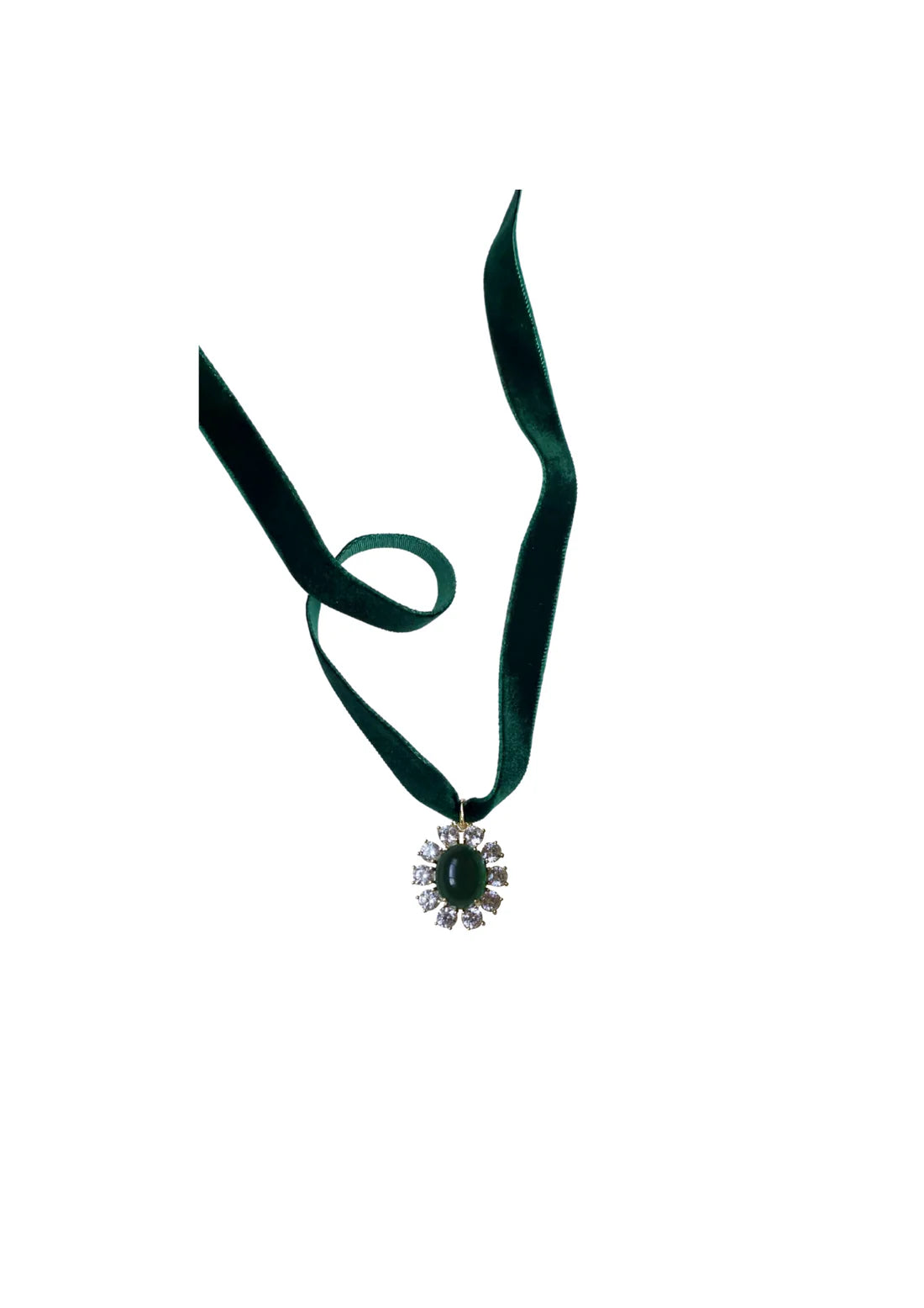 Emerald Velvet & Emerald Drop Choker