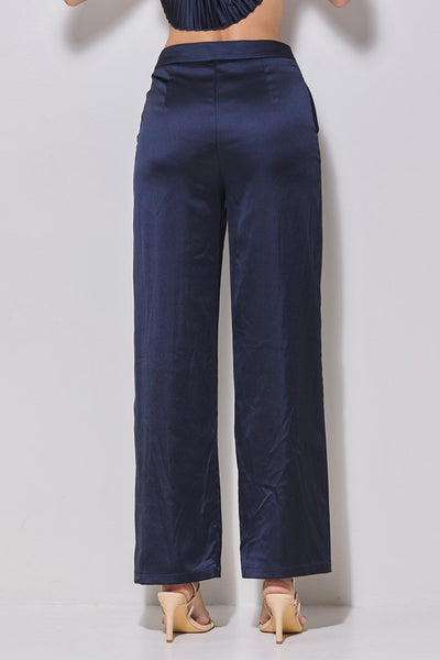 Brianna Navy Satin Trousers