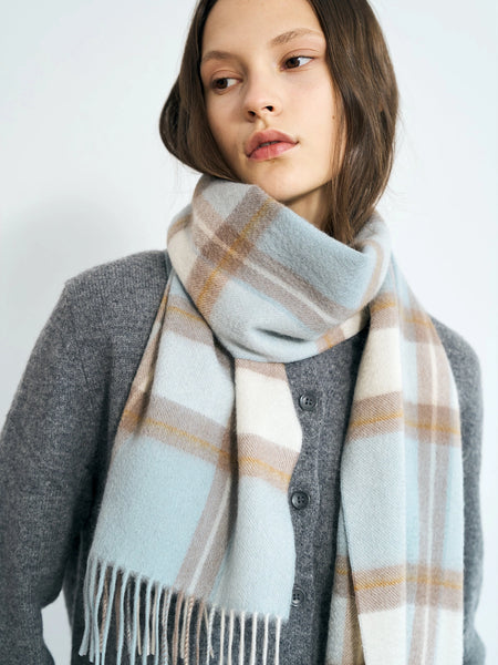 "Plaid" Cashmere Scarf - Blue