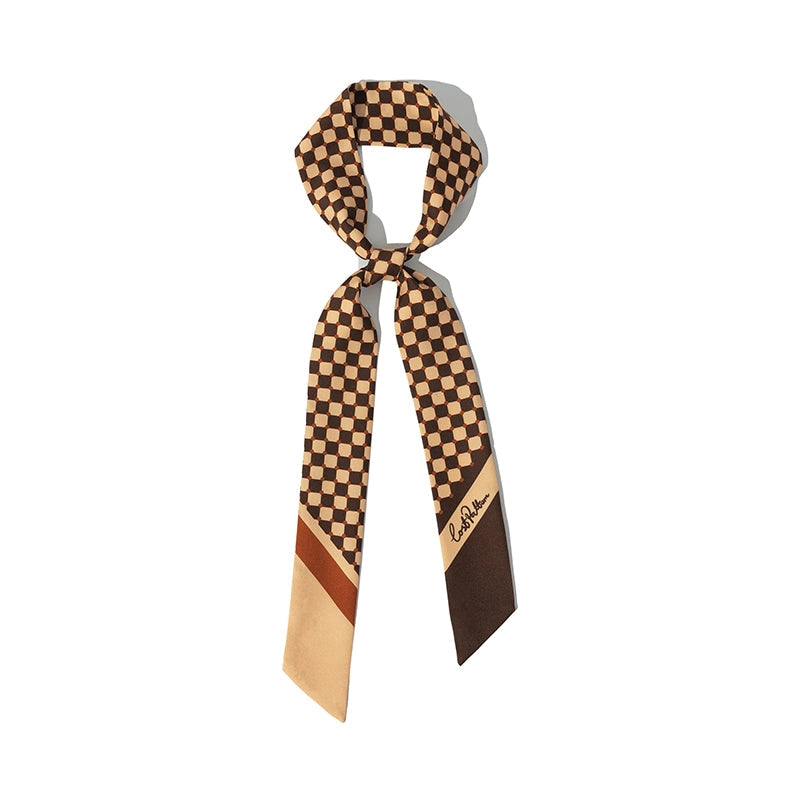 “Checkerboard” Silk Skinny Scarf