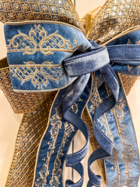 Holiday Bow Gold and Blue