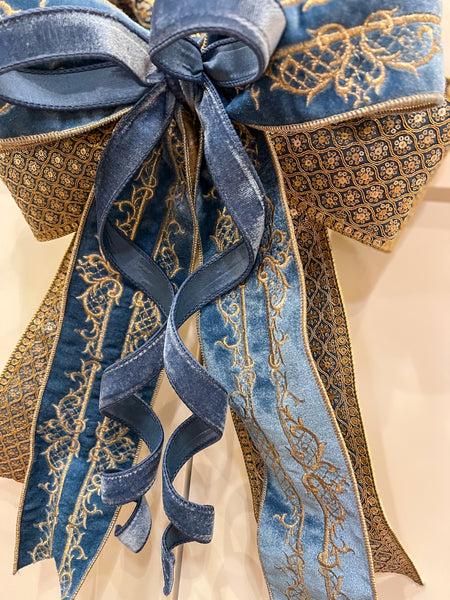 Holiday Bow Gold and Blue