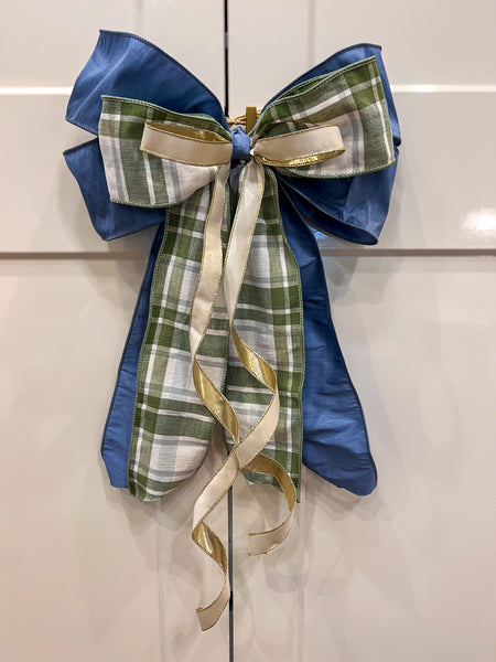 Holiday Bow in Blue, Green and Gold