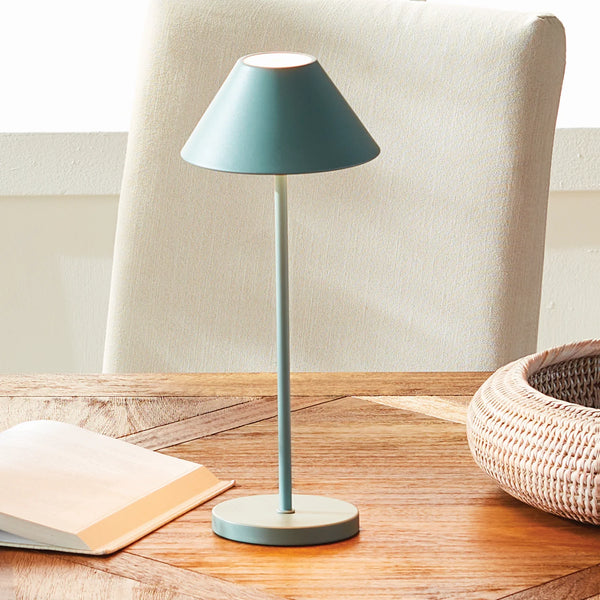 14" Cordless LED Lamp- Seafoam Blue