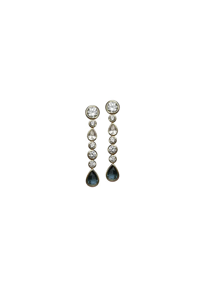 Blanc Bezel London Blue Drop Earrings