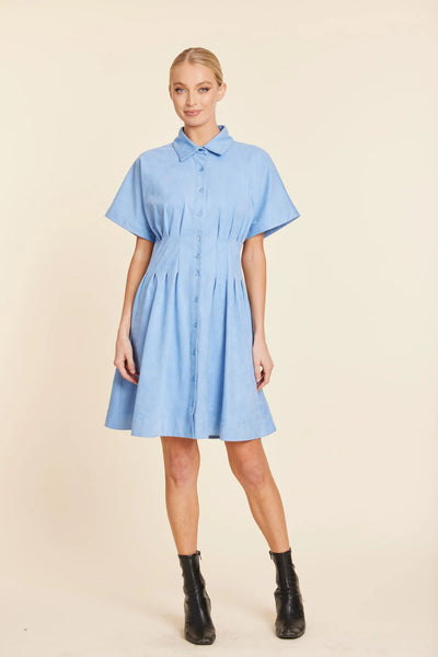 Faux Suede Pintuck Waist Dress