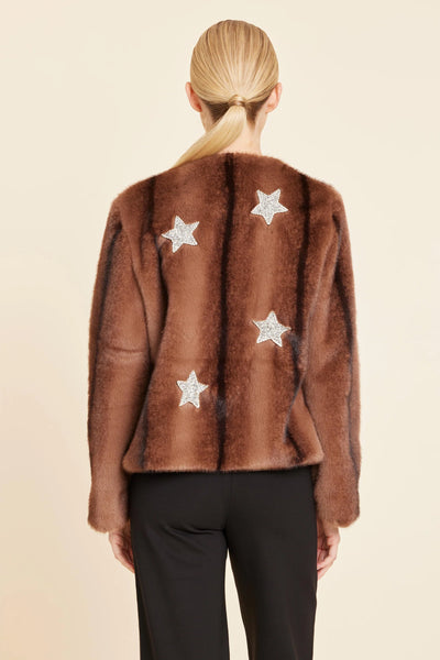 Faux Fur Star Embellished Jacket