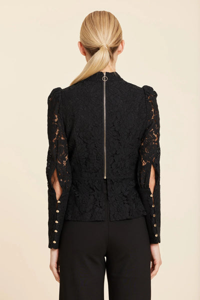 Floral Lace Pearl Button Peplum Top