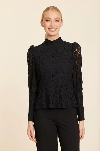 Floral Lace Pearl Button Peplum Top
