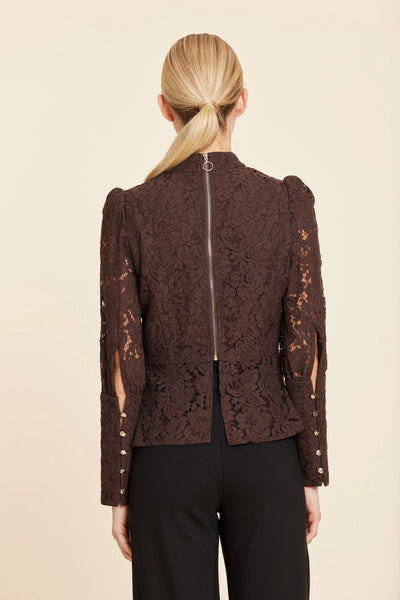 Floral Lace Pearl Button Peplum Top