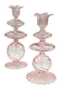 Swirl Glass Candlesticks