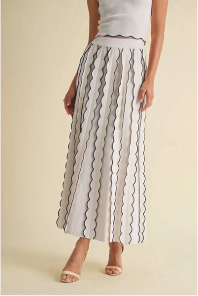 Pleated Sweater Knit Maxi Skirt