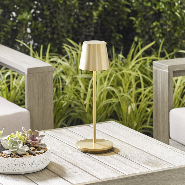 Nevis Accent Rechargeable Table Lamp in Natural Brass