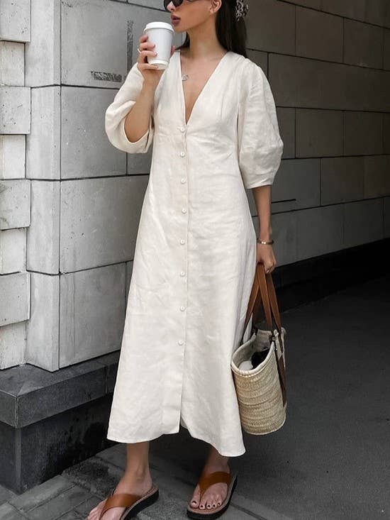 French Puff Sleeve Dress