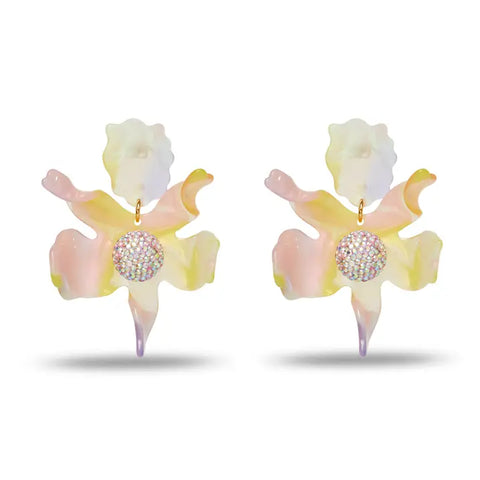 Apricot Ombre Crystal Lily Earrings
