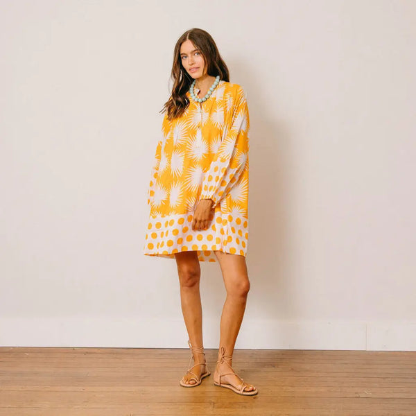 Gold Palm Geo Dress