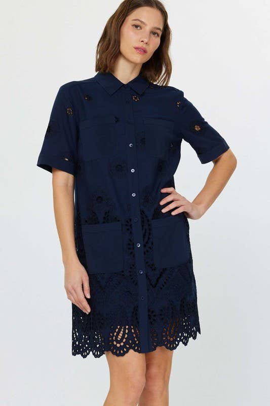 Eyelet Embroidered Shirts Dress