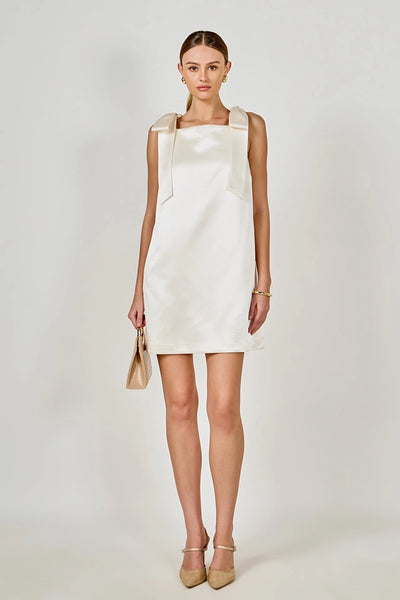 Velvet Satin Bow Mini DRess