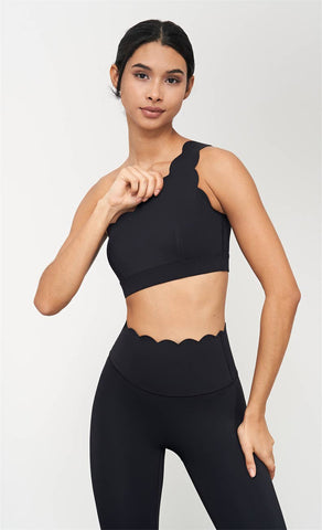 Helena Scalloped One Shoulder Sports Bra and Legging Set