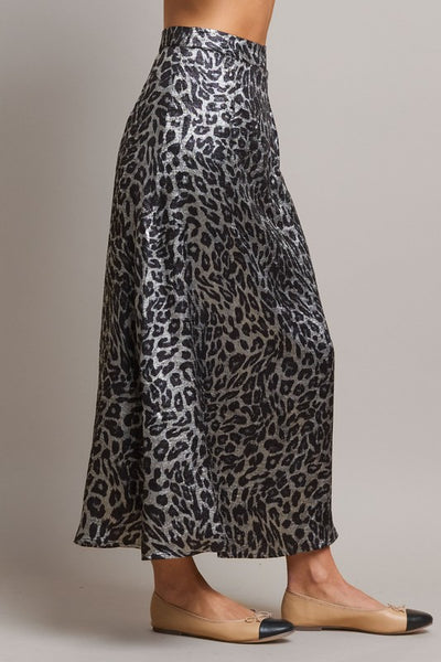 Rhinestone Leopard Satin Skirt