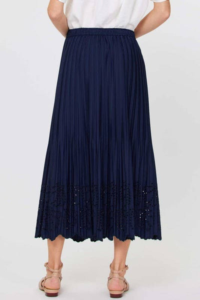 Pleated Eylet Midi Skirt